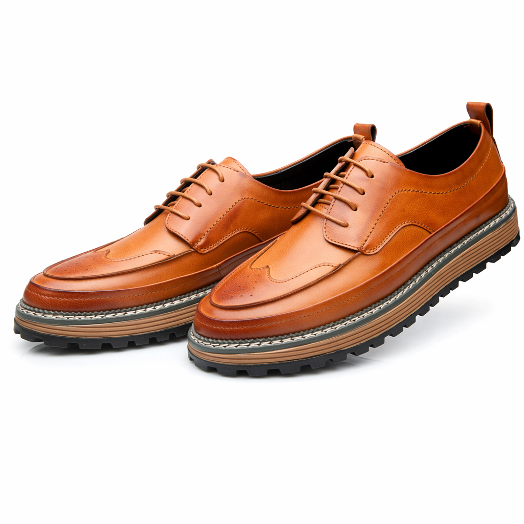 Retro Derby Footwear for Men Brown