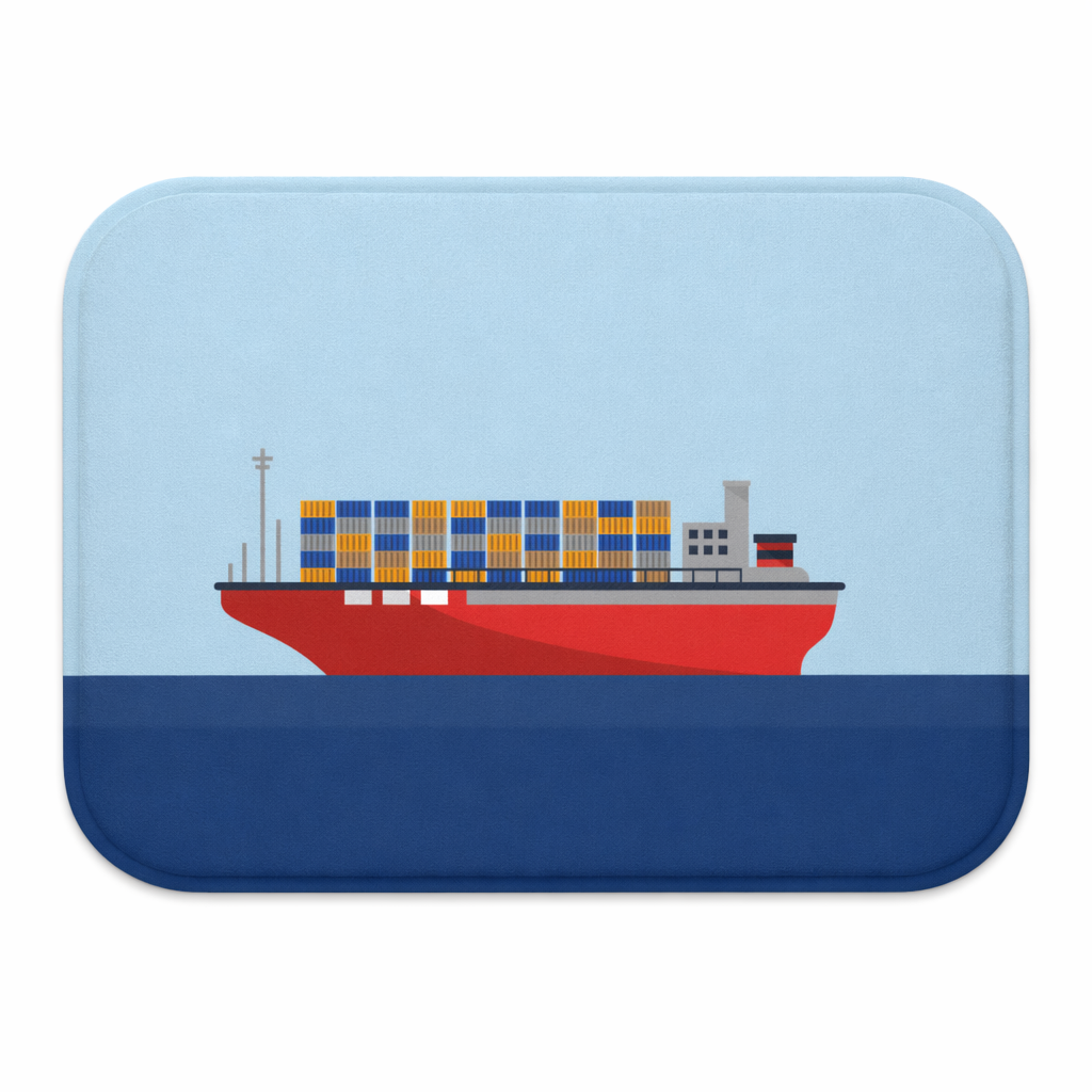 Ocean Cargo Ship and Containers Bath Mat Default
