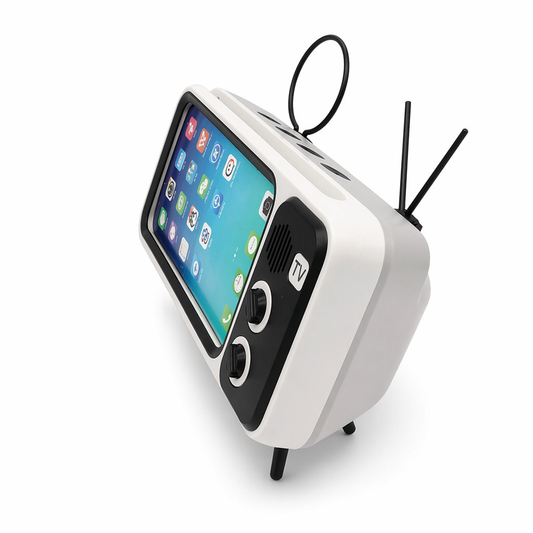 Wireless TV Stand Design Bluetooth Speakers with Integrated Microphone and Phone Holder Grey