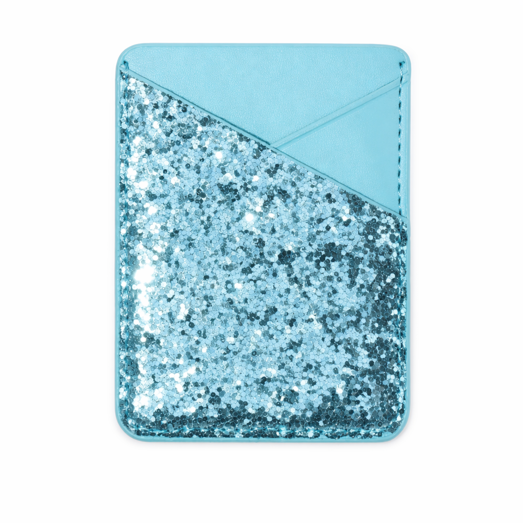 Universal Sparkling Sequins Adhesive Pocket for Mobile Phone Covers Ocean Blue