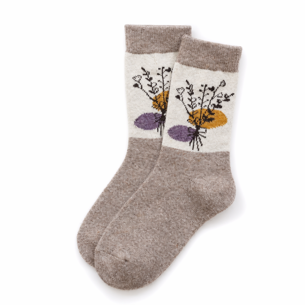Flowery Fall Socks - Cotton Material 3