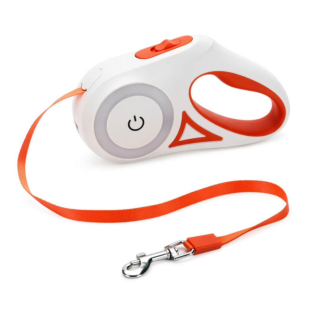 Retractable Illuminating Dog Leash Orange