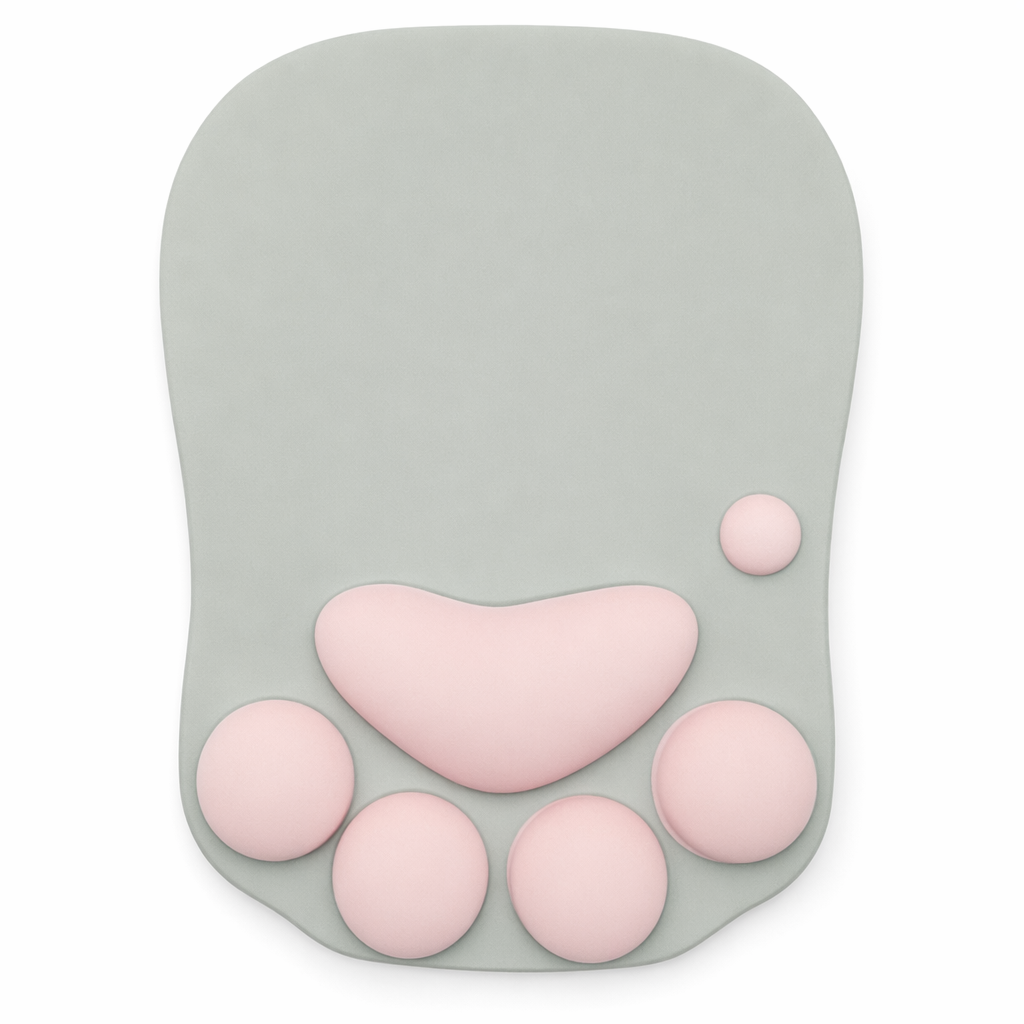 Cute Cat Paw Mouse Pad with Wrist Support Grey