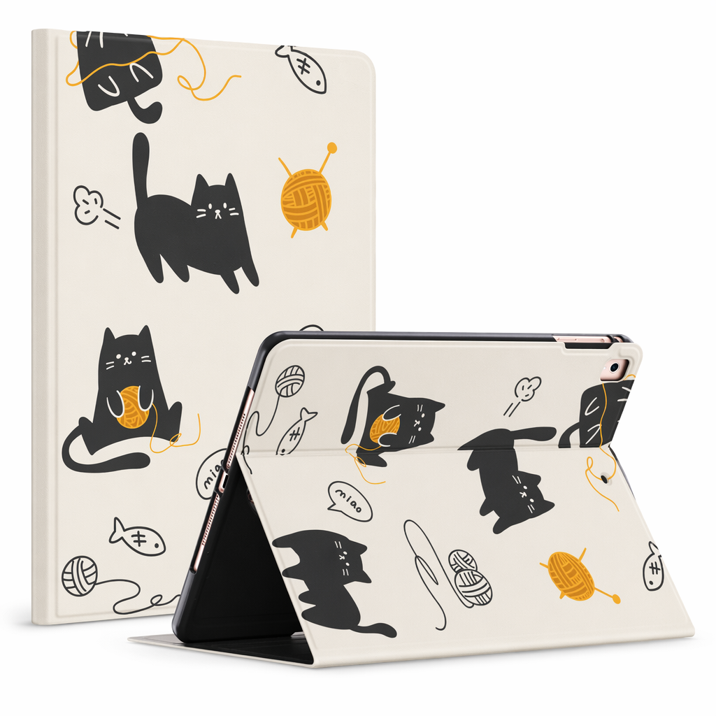 Black Cat iPad Pro Case with Pencil Holder A