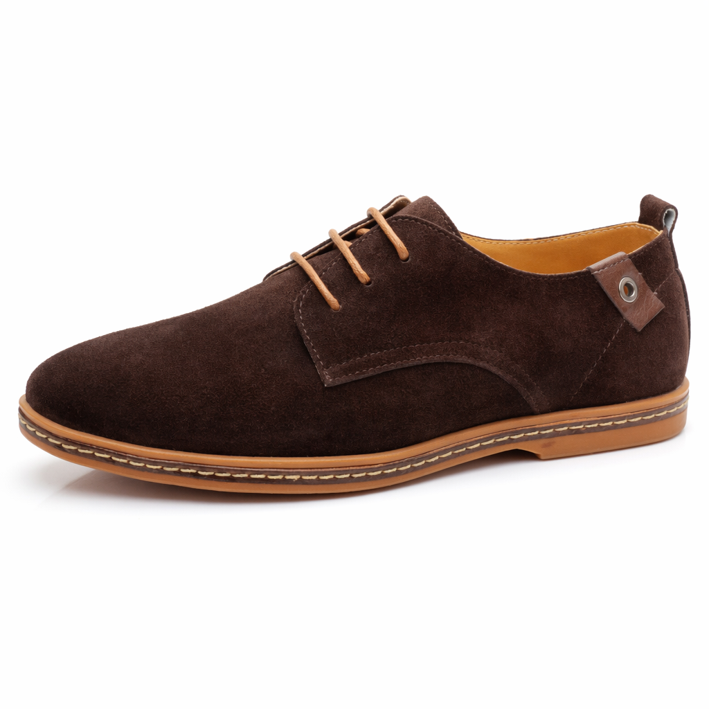 Suede Lace-Up Shoes for Men's Casual Wear Brown