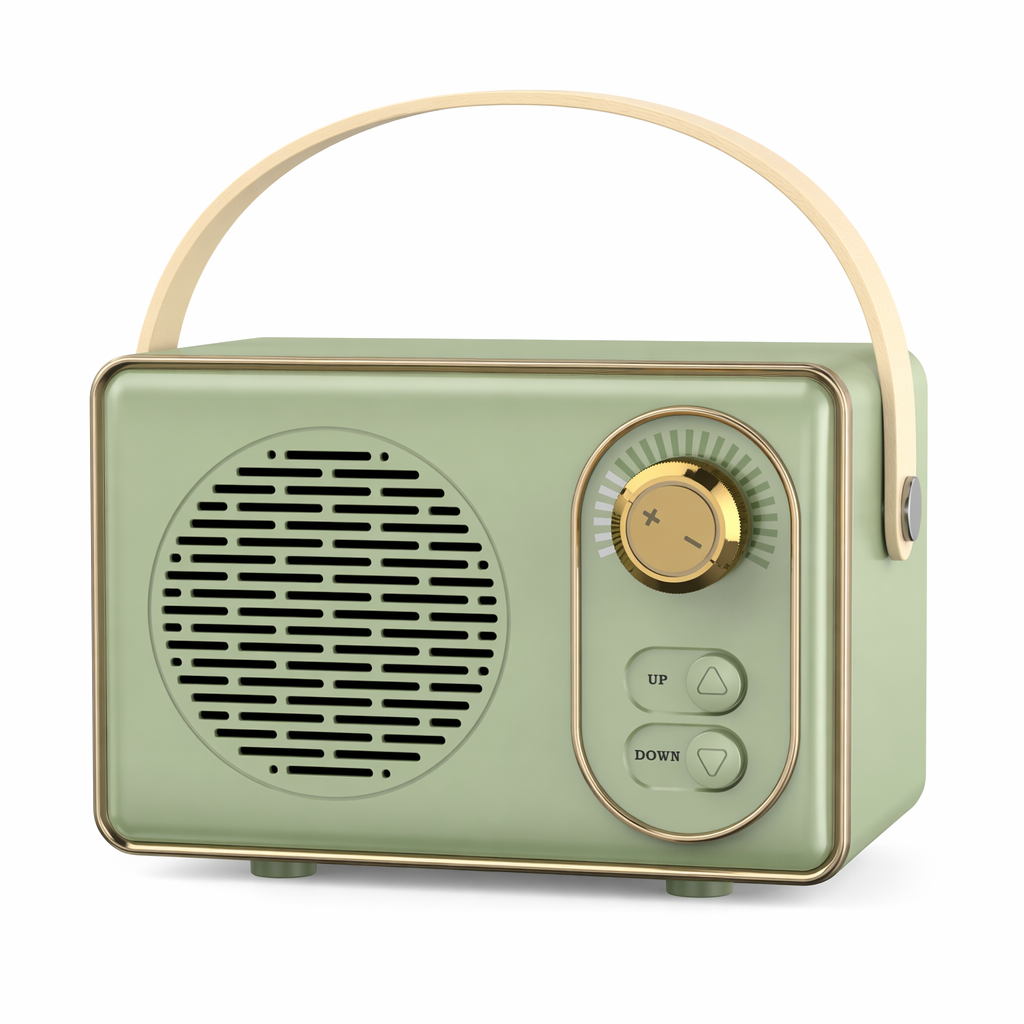 Retro Mini Wireless Bluetooth Speaker with Adjustable Knob Green