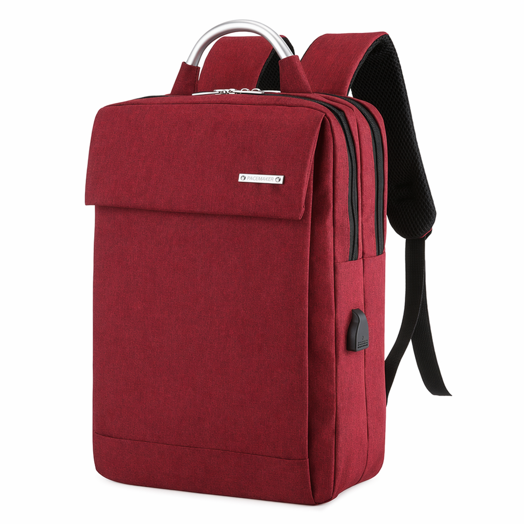Anti Theft Soft Back Computer Backpack with Dual Compartments and Convenient Top Handle Red