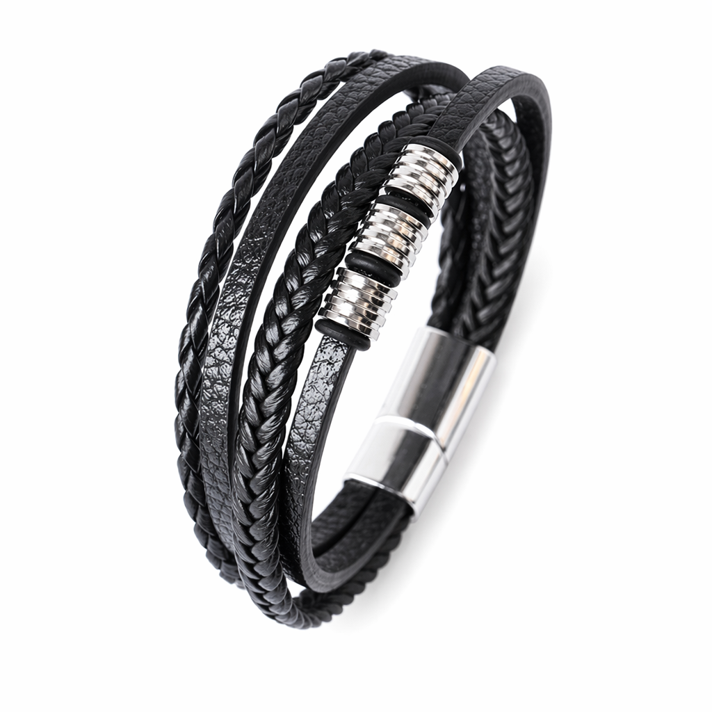 Vegan Leather Bracelet with a Layered Appearance 15