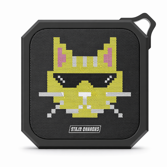 Pixelated Feline Ninja Bluetooth Speaker with Shades and Water-resistant Design Default