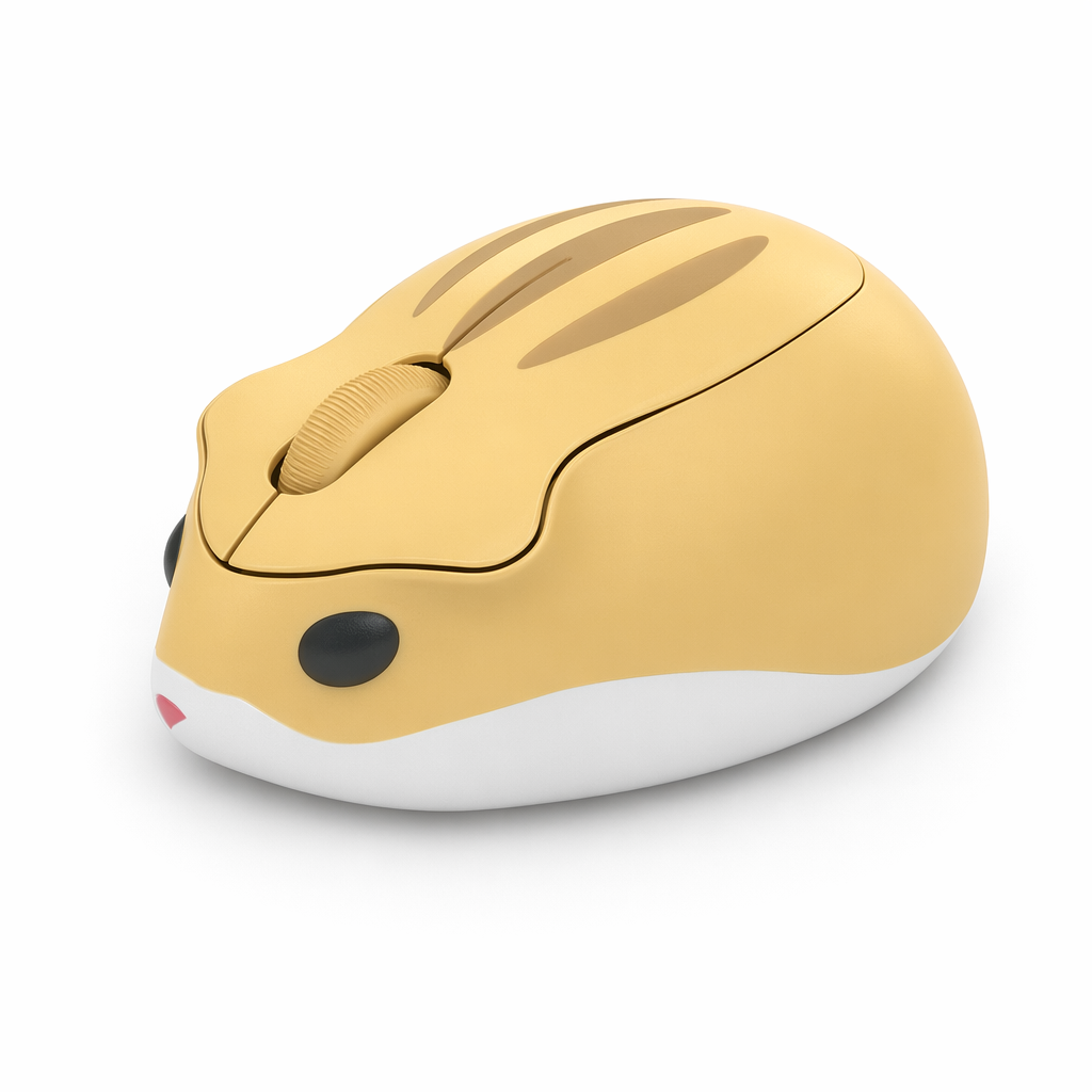Cute Hamster Wireless Mouse with USB Yellow