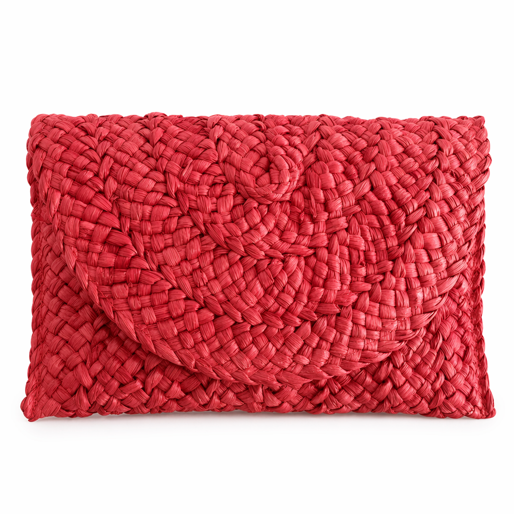 Summer Mini Straw Clutch: Embrace the Season in Style! Red