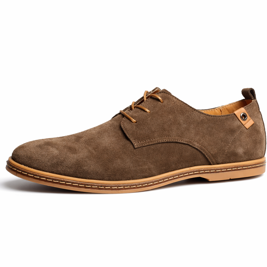 Suede Lace-Up Shoes for Men's Casual Wear Khaki
