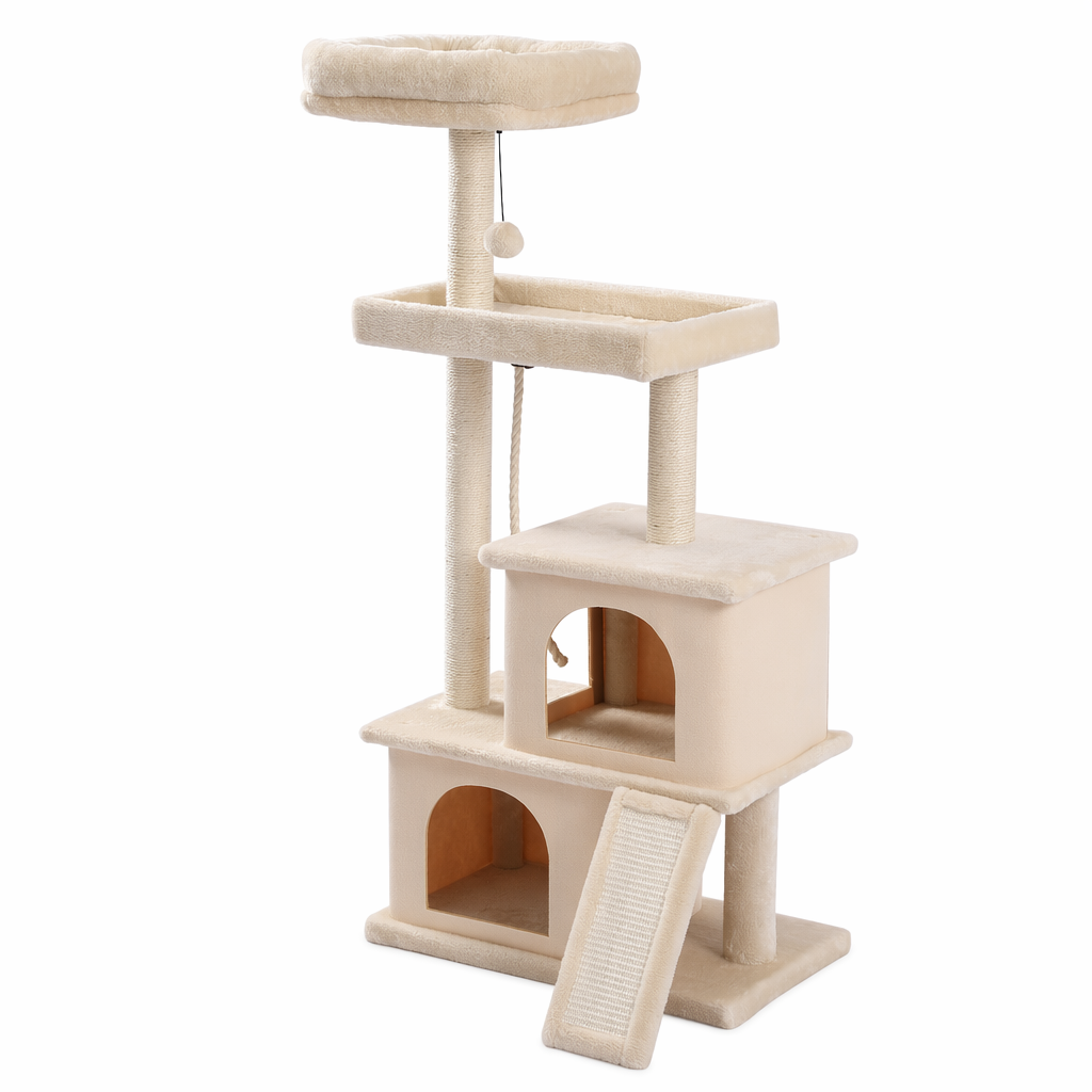 Entertainment Tower with Stairs for Cats Grey