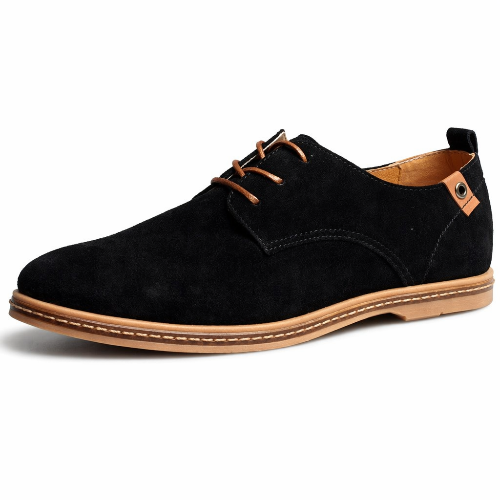 Suede Lace-Up Shoes for Men's Casual Wear Black