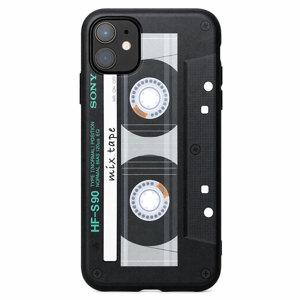 Cassette Phone Case with Retro Design Black
