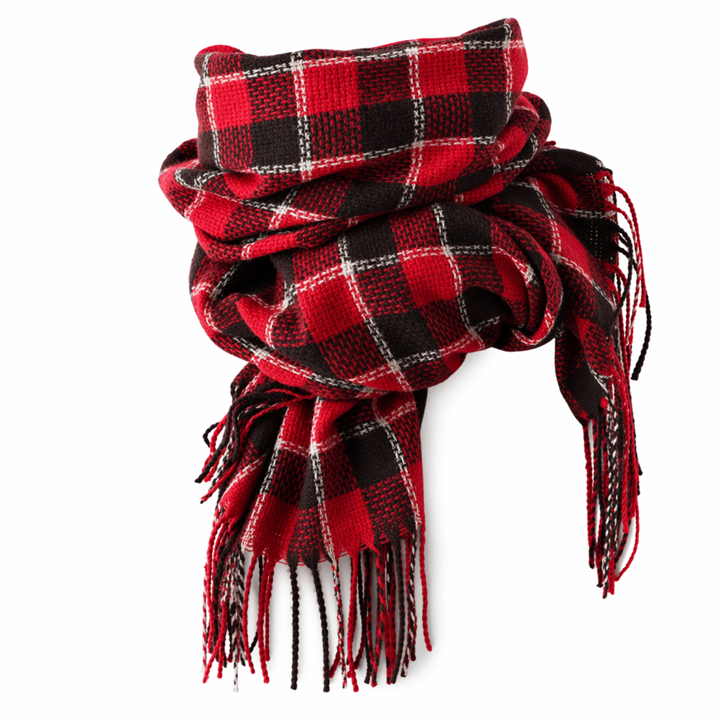 Cozy and Plaid Scarf Red