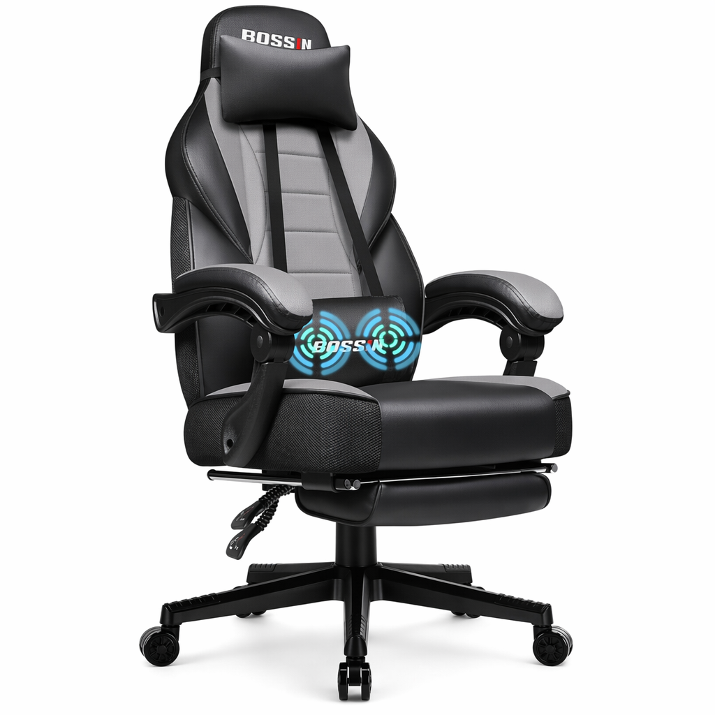 Massage-Enabled Dragon Racing Office Chair Gray