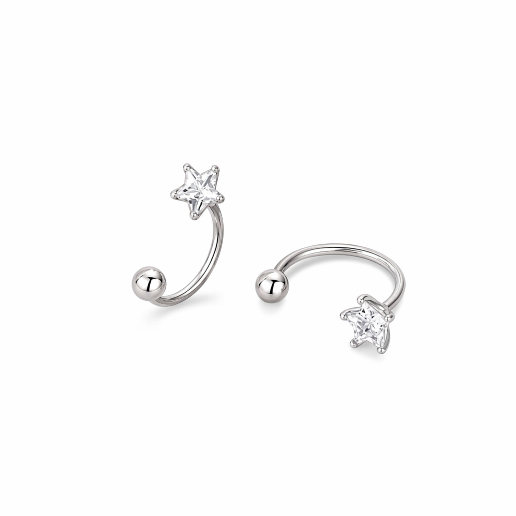 Sleek Star Studs Silver-1