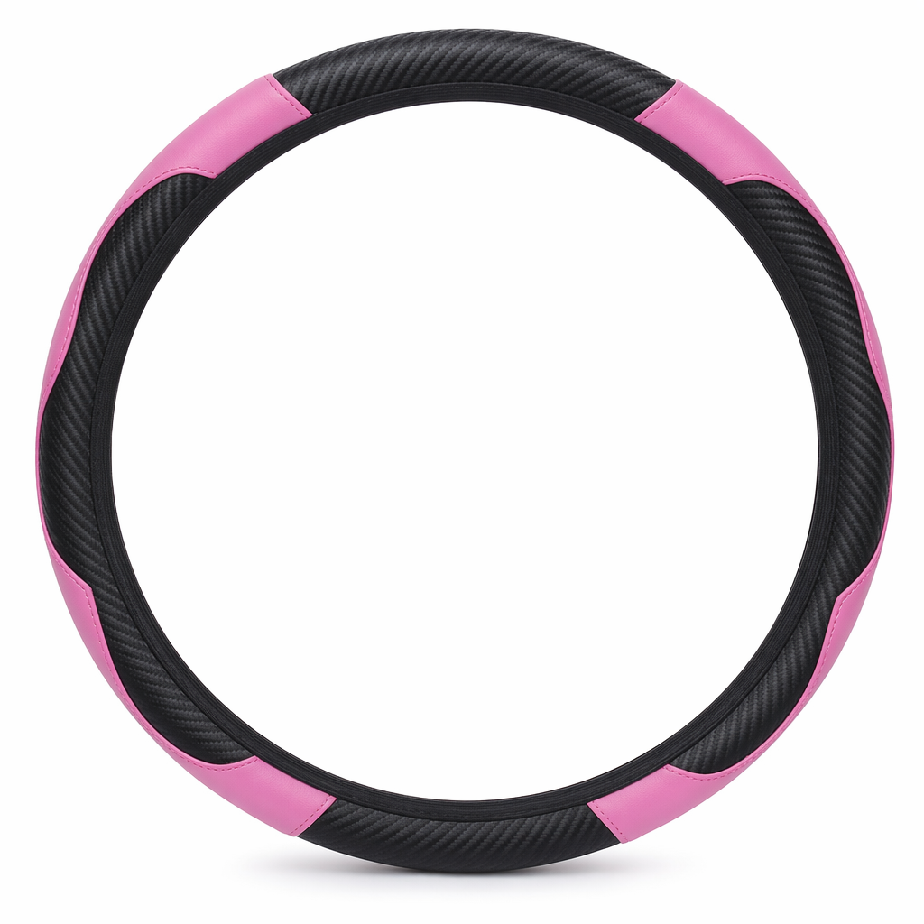 15" Faux Leather Steering Wheel Wrap Pink