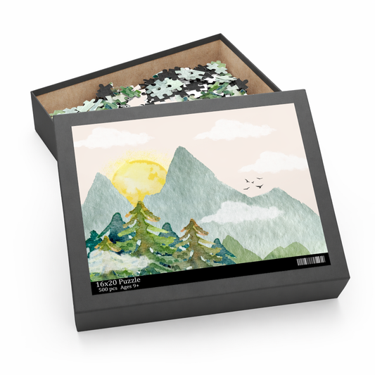 500-Piece Puzzle Featuring a Sunny Mountain View Default