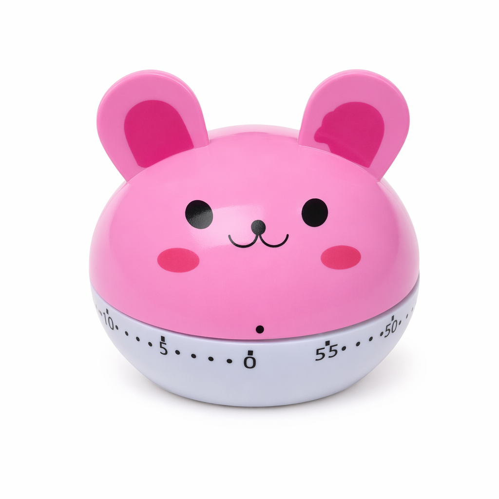 Cartoon-Style Kitchen Timer with 60-Minute Countdown Pink