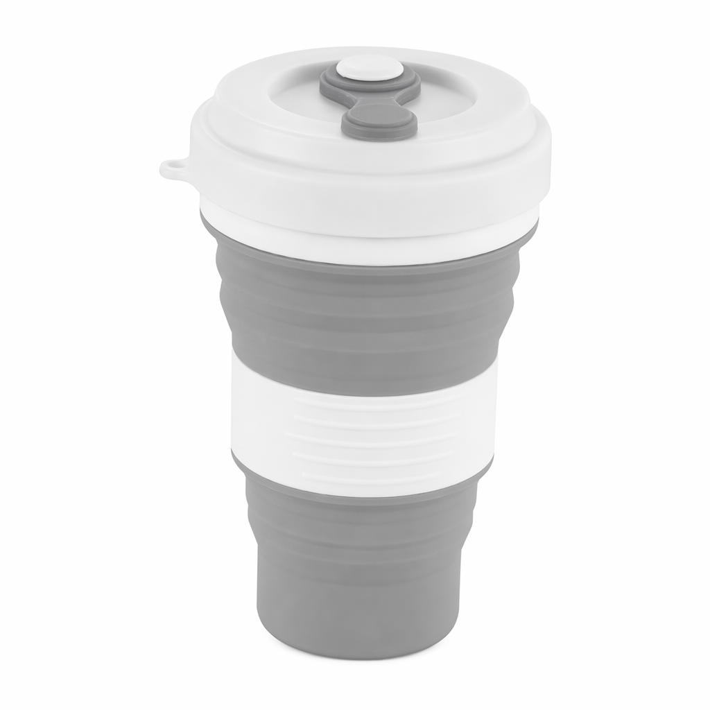 Innovative Collapsible Silicone Coffee Mug for Travel Gray