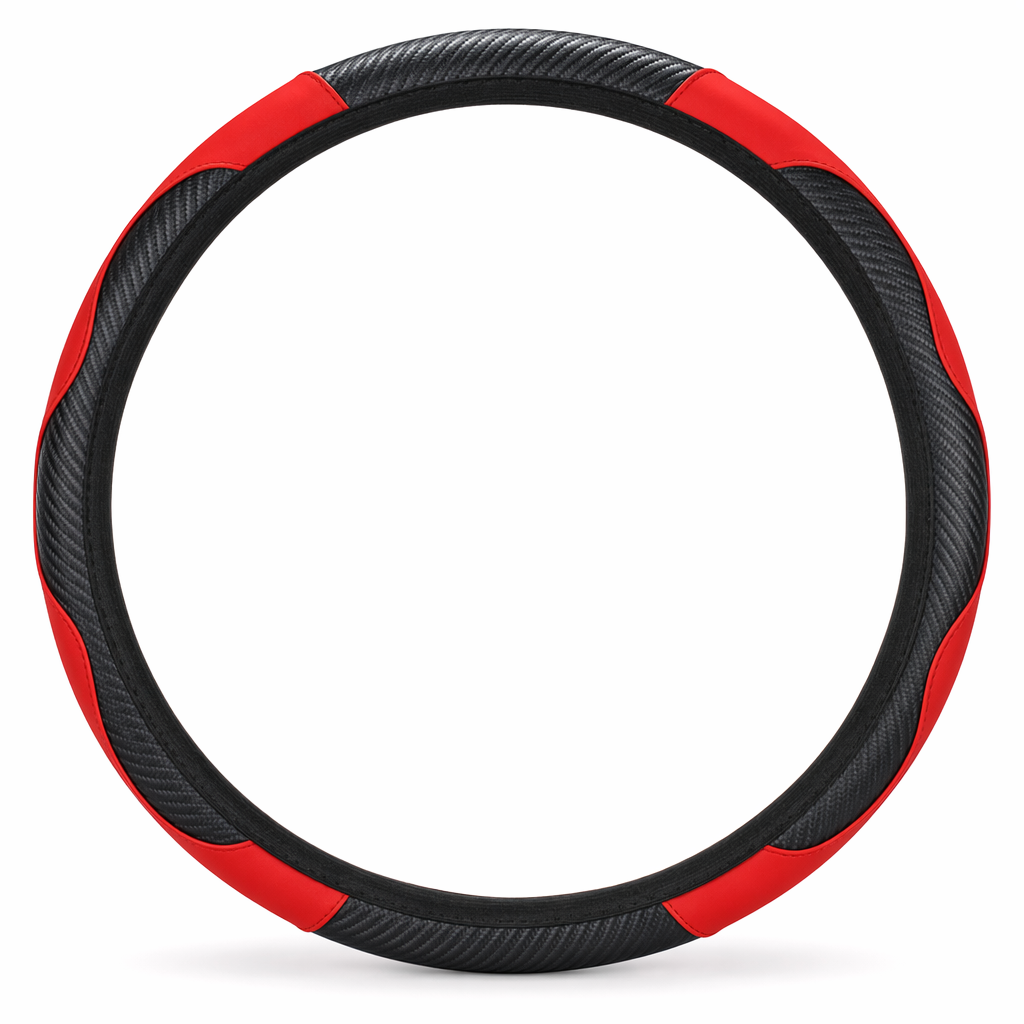 15" Faux Leather Steering Wheel Wrap Red