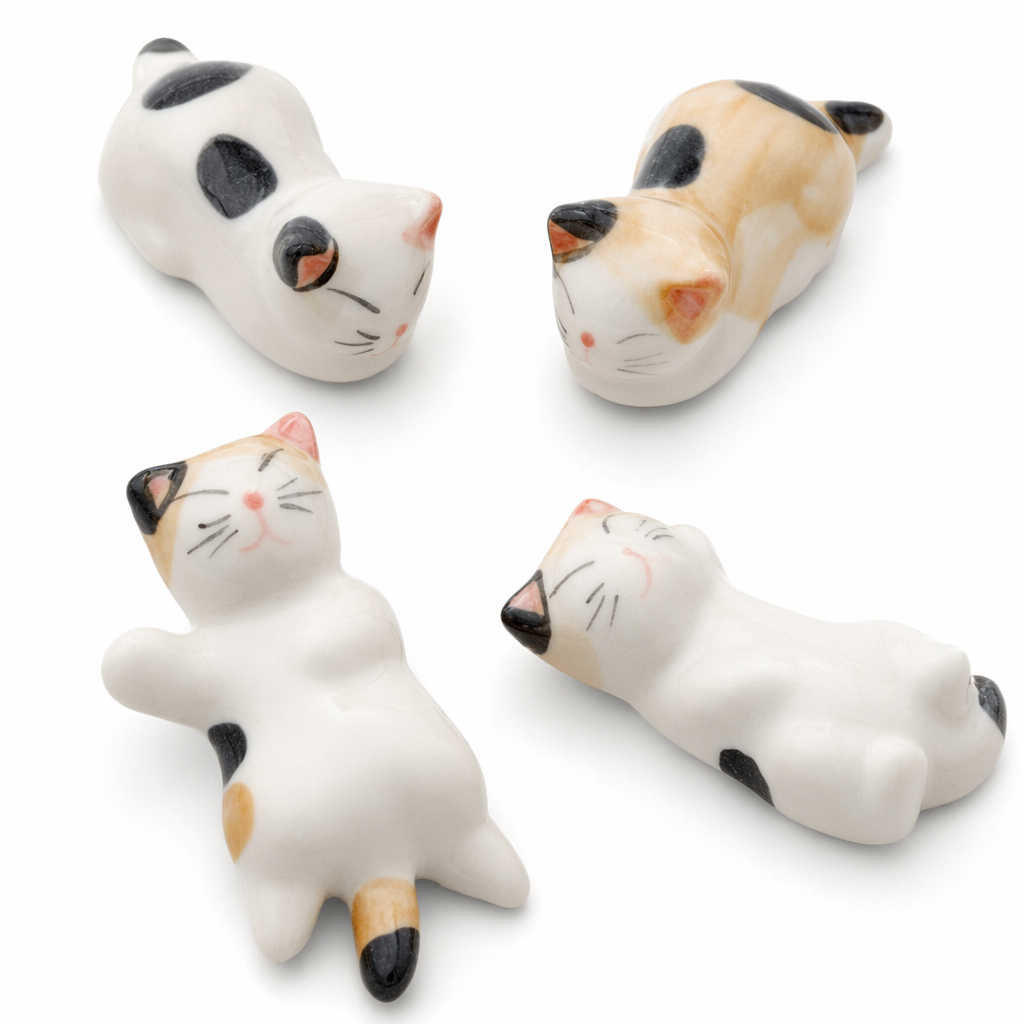 Porcelain Feline Chopstick Rests - Set of Holders Default