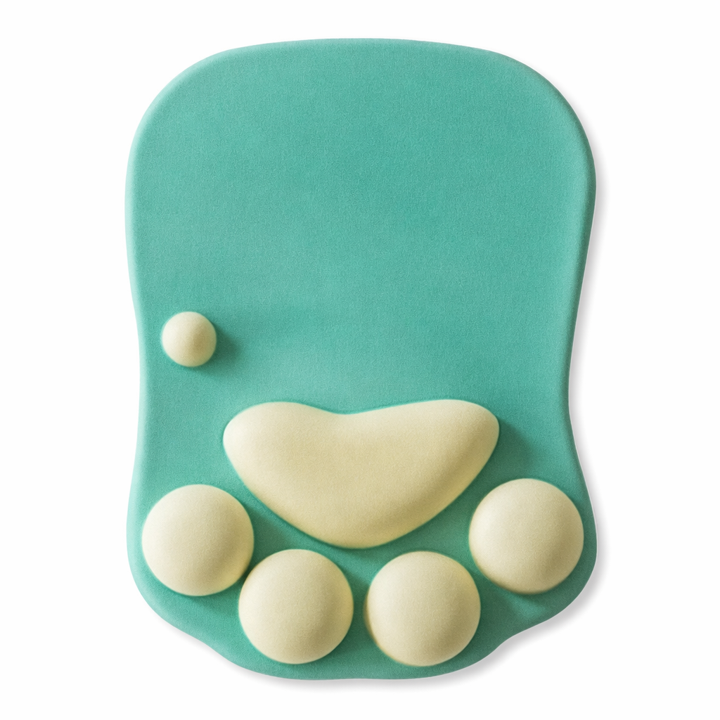 Cute Cat Paw Mouse Pad with Wrist Support Green