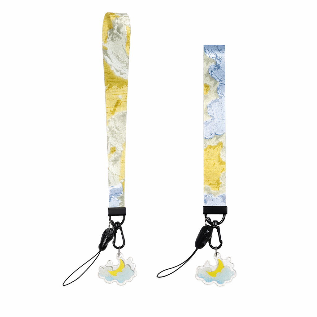 Sky Lanyard Keychains with Cloud Charm Yellow
