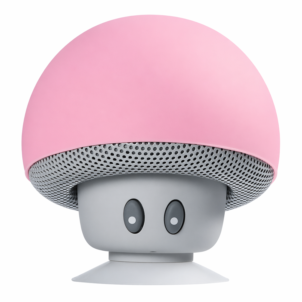 Suction Cup Mushroom Bluetooth Speakers with Wireless Portability and Integrated Microphone Pink
