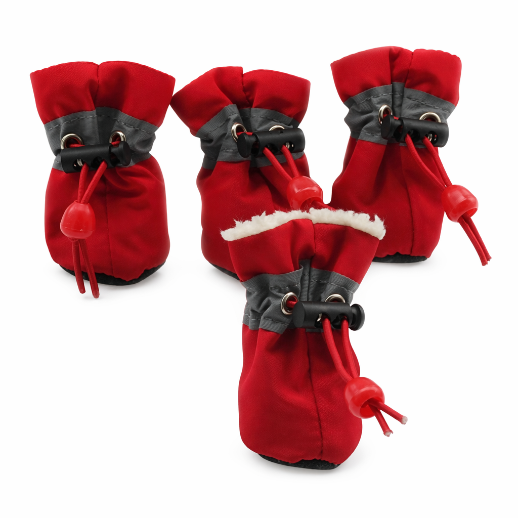 4-Piece Set of Shoes to Keep Your Dogs Warm During Winter Red