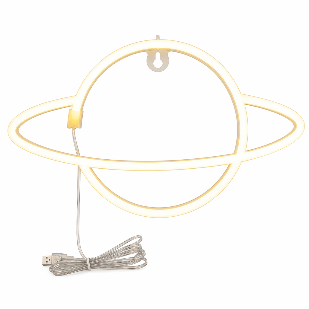 Planet Neon Sign: Celestial Wall Decor G