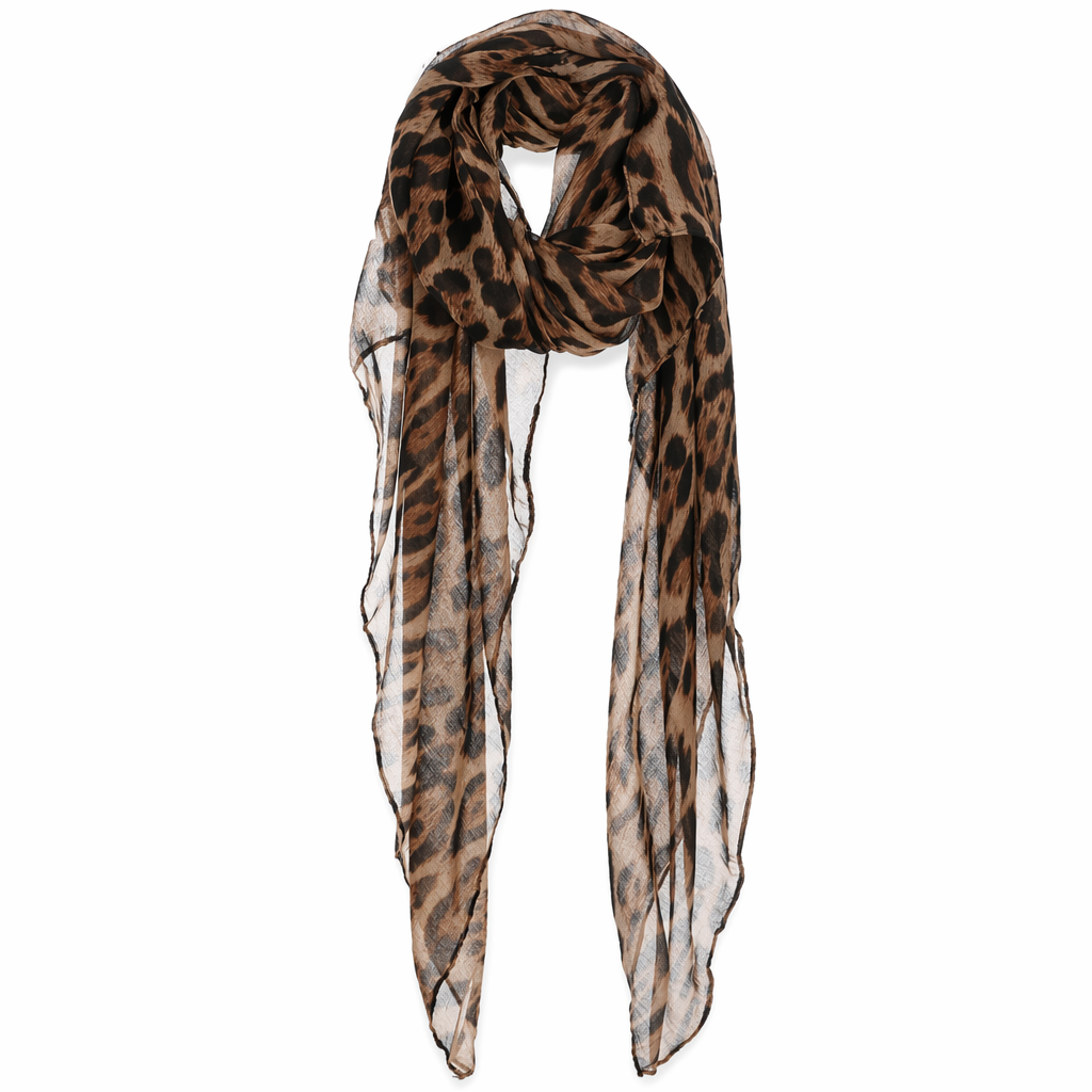 Pack of 2 Leopard Print Chiffon Scarves for Women Default