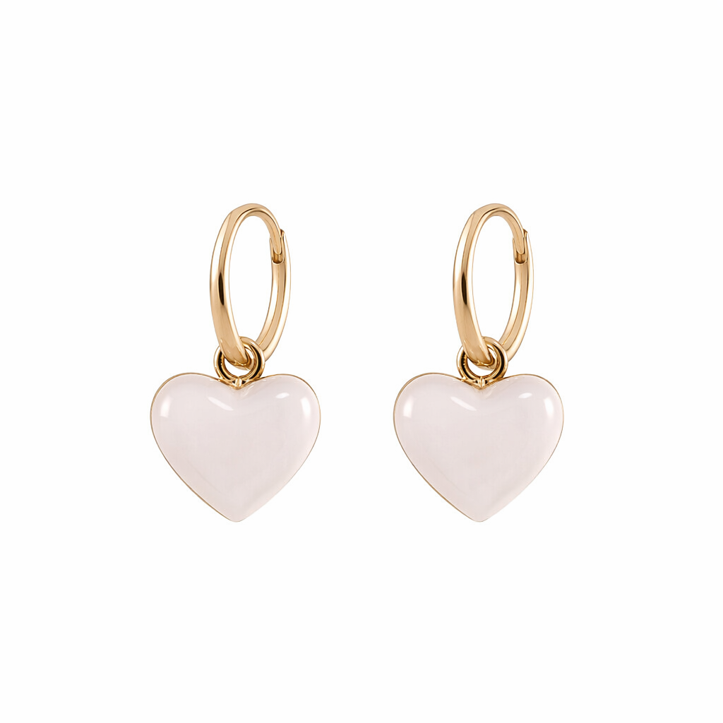 Heart-shaped Vintage Drop Earrings White Heart