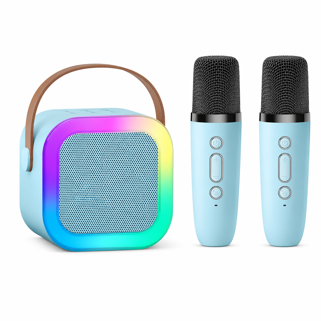 "" Wireless Mini Speaker with Dual Microphones and RGB Lighting Blue