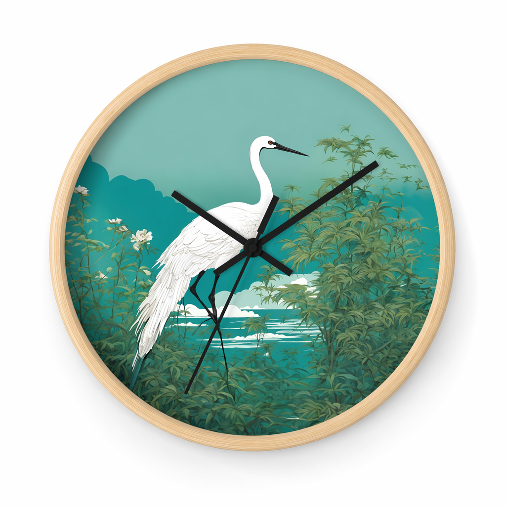 Japanese Crane Art Wall Timepiece Default