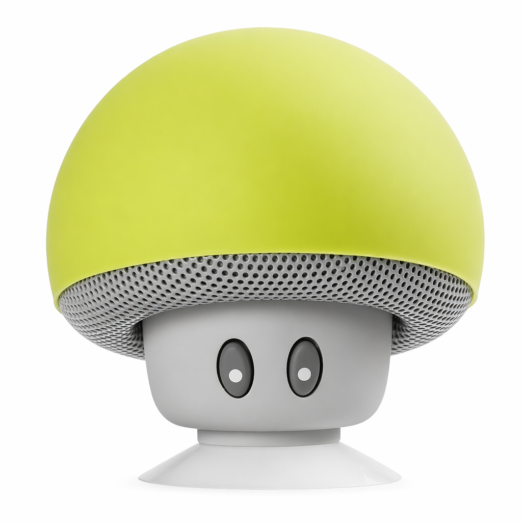 Suction Cup Mushroom Bluetooth Speakers with Wireless Portability and Integrated Microphone Yellow