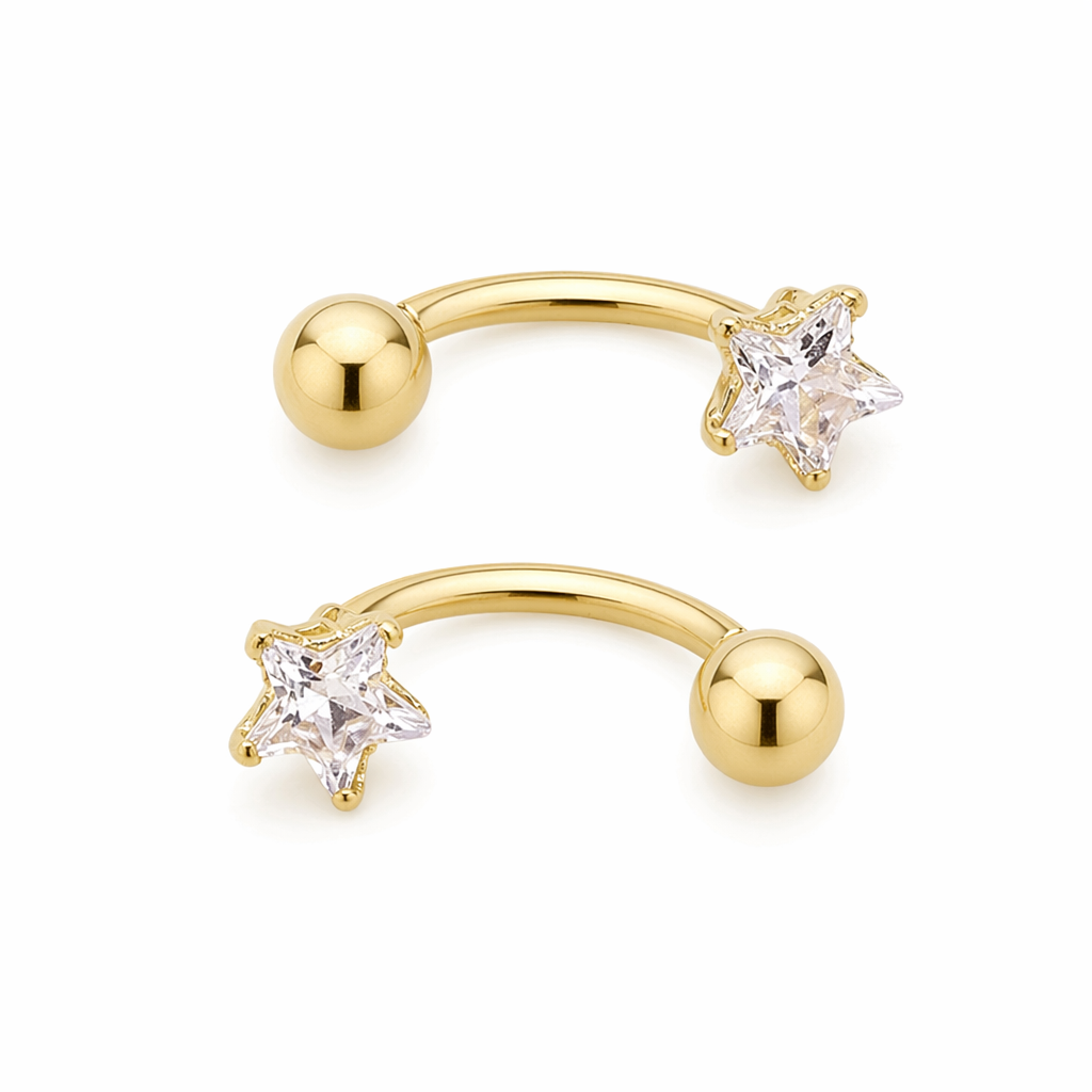 Sleek Star Studs Gold-1