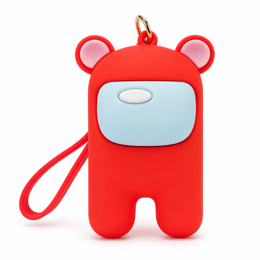 Cute Astronaut Keychains with Lanyard Red