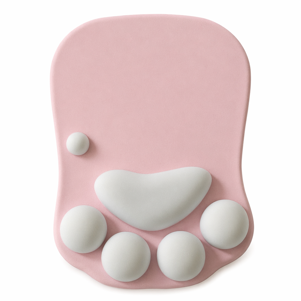 Cute Cat Paw Mouse Pad with Wrist Support White
