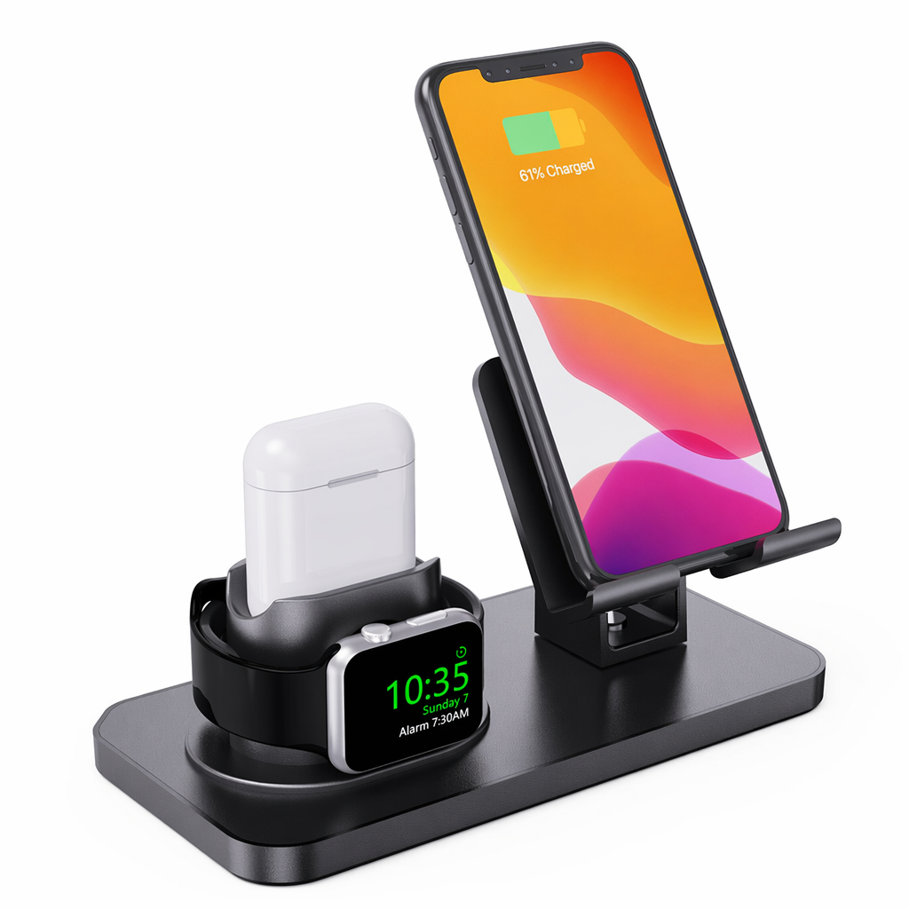 3-in-1 Portable Charging Hub with Dragon Design Black