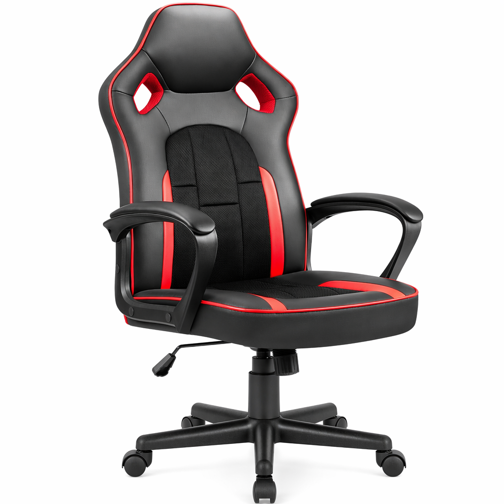 Dragon Faux Leather Gaming Chair for Racing Enthusiasts Red