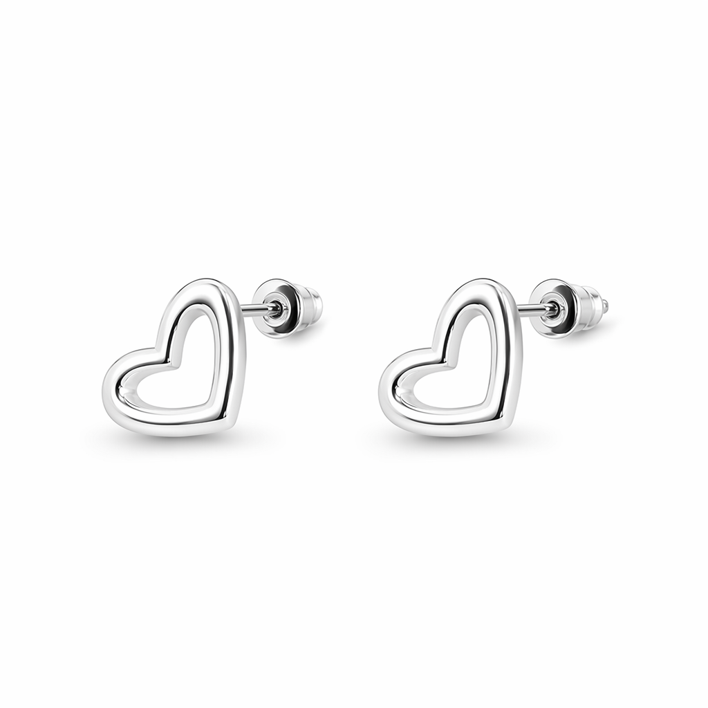 Heart-Shaped Silver Hoop Earrings Default