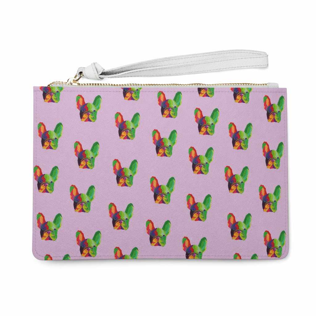 Pug Dog Theme Vegan Zippered Clutch Purse Default