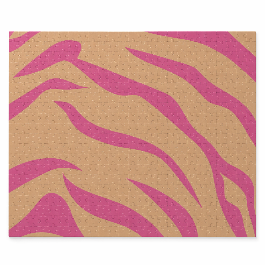 Leopard Print Pink Stripes 500-Piece Jigsaw Puzzle Default