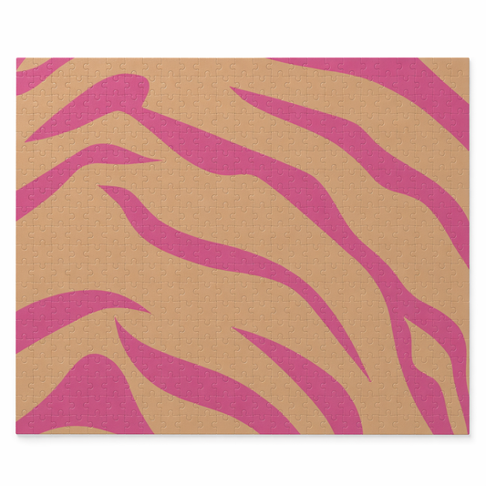 Leopard Print Pink Stripes 500-Piece Jigsaw Puzzle Default