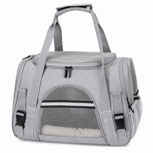 Pet Carrier Bag with Mesh Ventilation for Breathability and Multi-purpose Use Gray