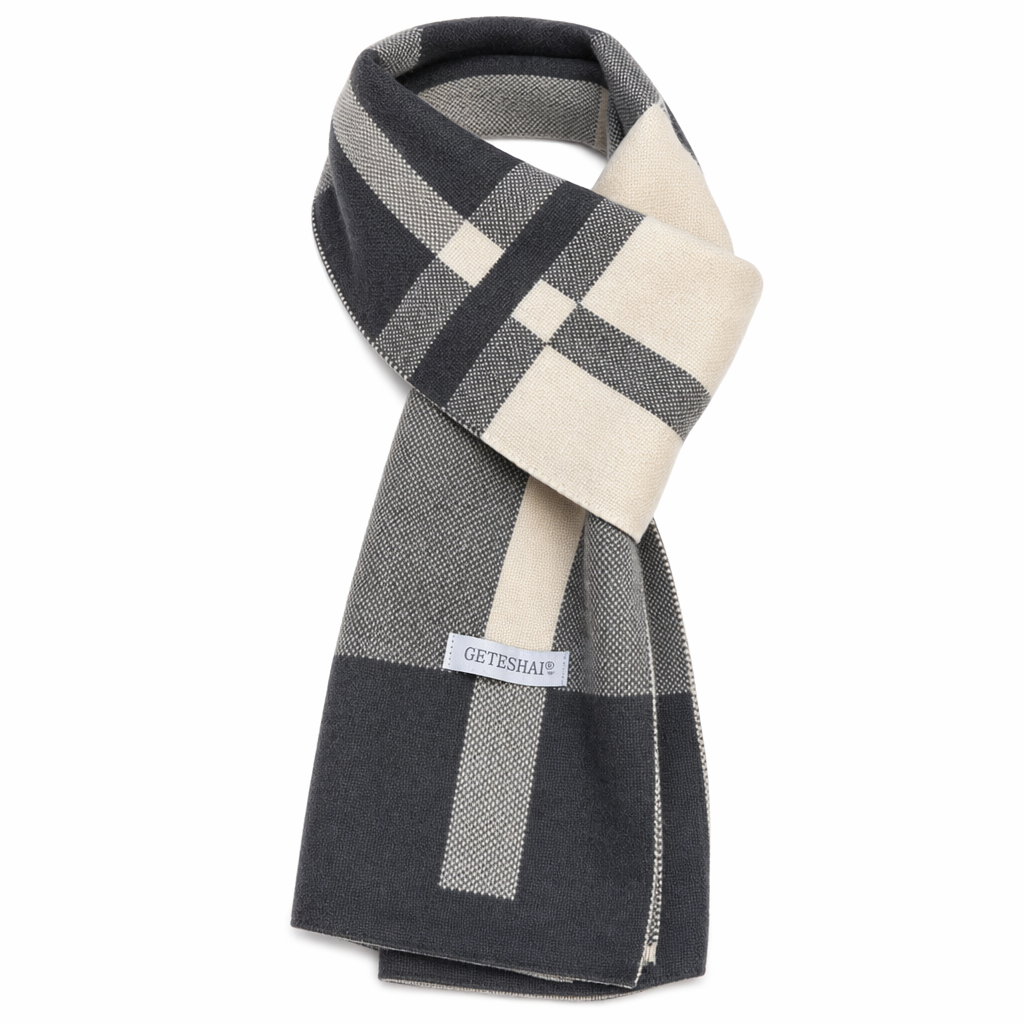 Soft and Cozy Men's Plaid Scarf Gray