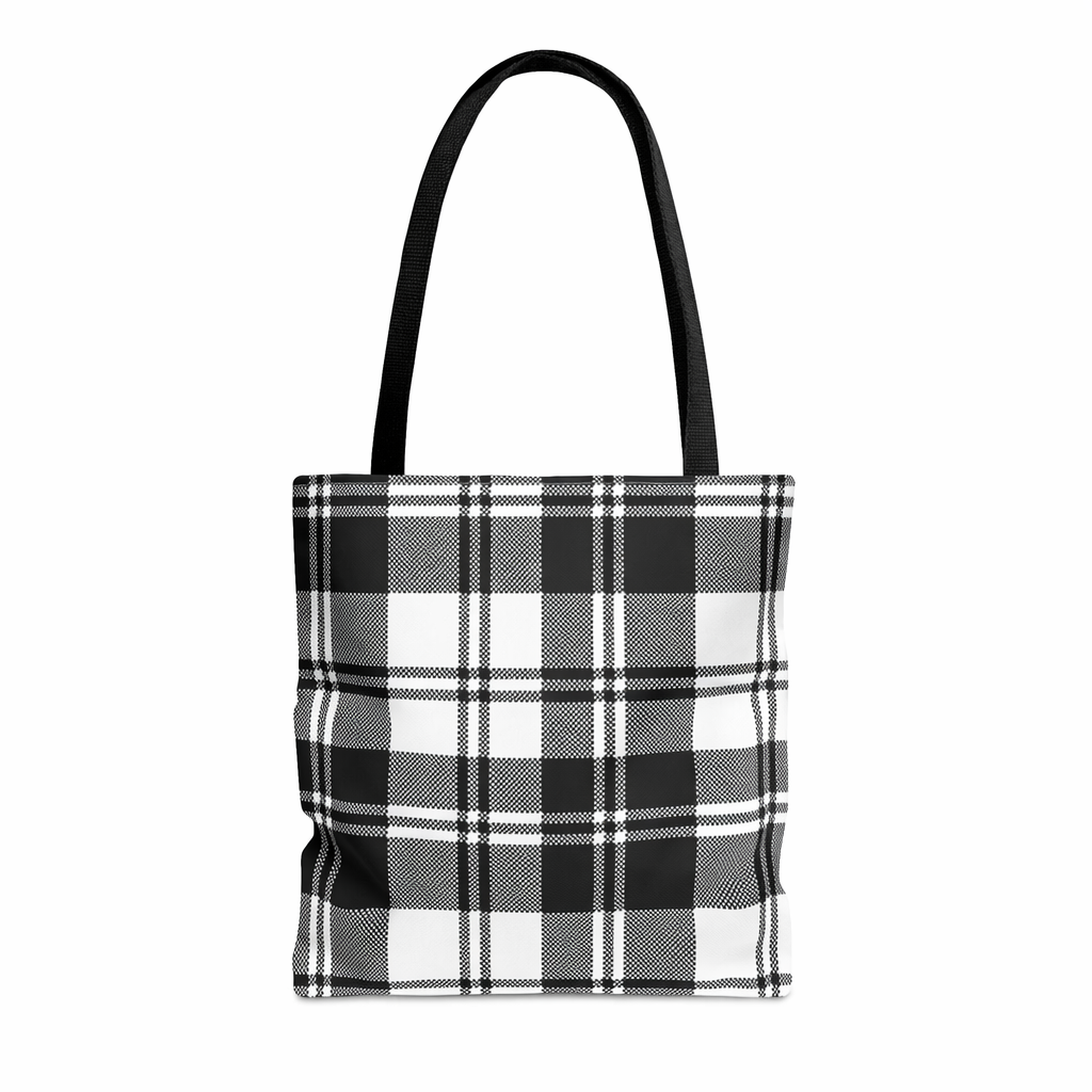 Checkered Plaid Tote Bag in Black Default